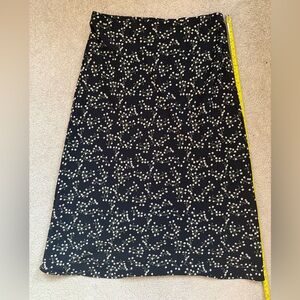 Rachel Zoe Black A-Line Midi Skirt with White Dot Floral Print